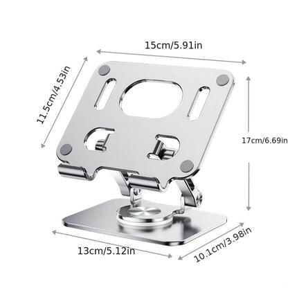 Black or Silver Rotating Tablet Stand with Foldable Desktop Base, Adjustable Tilt and Portrait or Landscape Viewing