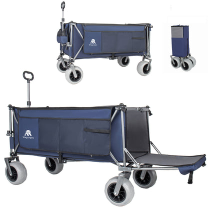 Heavy Duty Folding Wagon 52 Inch Utility Cart 560 lbs Capacity Collapsible Beach Wagon with Ultra-Stable Frame for Garden Sports Camping Outdoor
