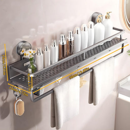 Wall Shower Caddy with Towel Bar, Hooks and Eight Exact Pole or Shelf-Length Checkout Options