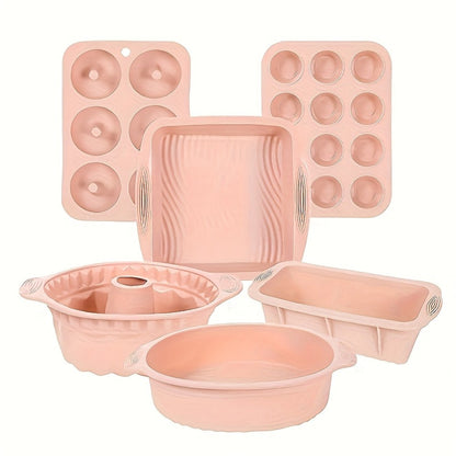 Silicone Baking Pan Set 6-Piece, Nonstick Silicone Cake Molds, Muffin Pan & Donut Baking Pan