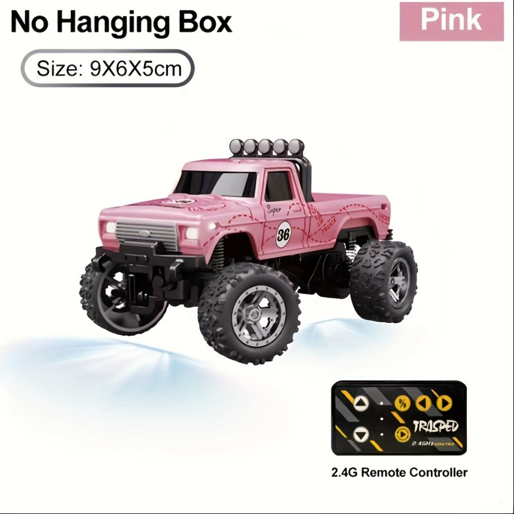 Remote Control Car, 1:64 Scale Alloy Mini Off-Road Truck with 2.4GHz Control, Shock Suspension, Running Lights and Five Colors