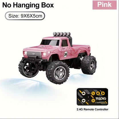 Remote Control Car, 1:64 Scale Alloy Mini Off-Road Truck with 2.4GHz Control, Shock Suspension, Running Lights and Five Colors