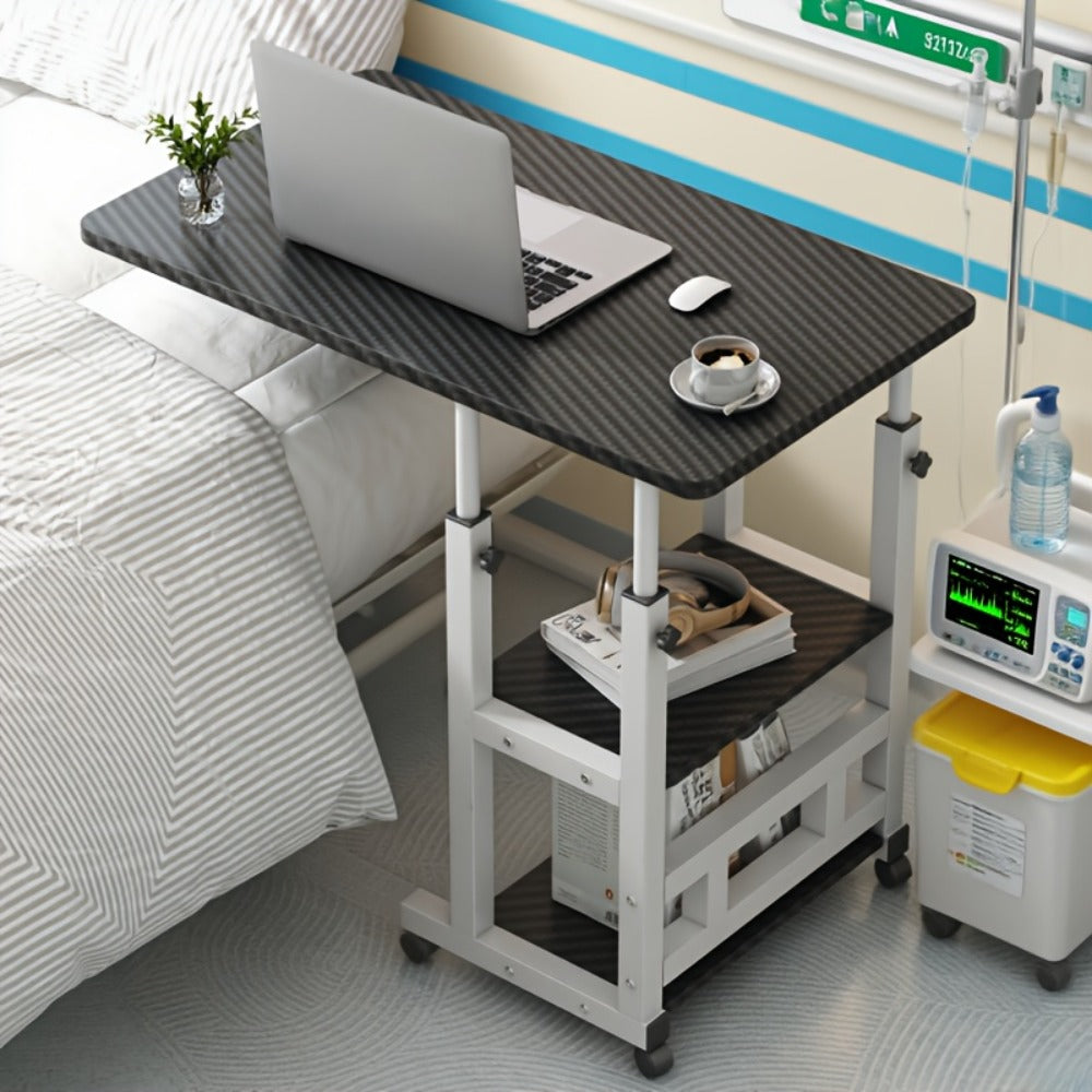 Overbed Table with Casters Adjustable Height – Bedside Nursing Table for Hospital & Home Care, Rolling Laptop Desk for Elderly & Patients, Meal Tray Stand, Multiple Colors