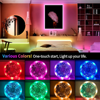 RGB LED Strip Lights USB Powered TV Backlight with Remote Control - 16 Color Changing Dimmable Cuttable for TV PC Bedroom Gaming Room Bookshelf Desk Party Home Ambiance Lighting 13FT 20FT