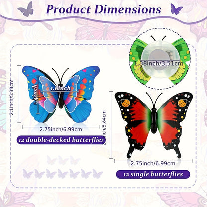 LED Butterfly Wall Stickers 30pcs 3D Glowing Butterfly Decorations Night Light Colorful Wall Decals for Bedroom Living Room Party Wedding Christmas Holiday Home Decor Random Color