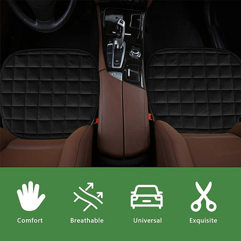 Car Seat Cushion Plush Plaid – Memory Foam, Non-Slip, Soft & Breathable, Universal Fit, Hand Washable, Front & Rear Options (Black / Khaki)