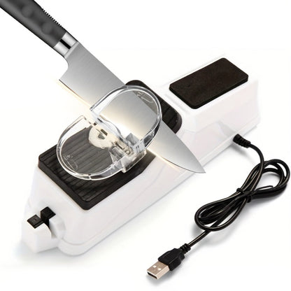 USB-Powered Electric Knife Sharpener with Five Double-Sided Stones and Clear Protective Cover