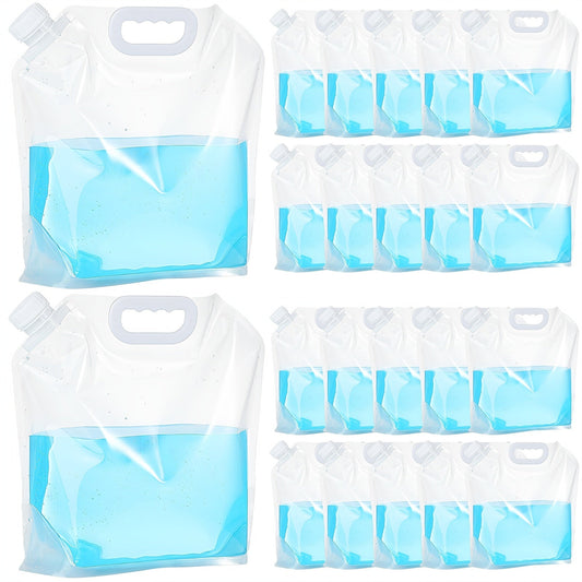 Collapsible Water Bags 20 Pack – 1.3 Gallon Each (26 Gallons Total) Food-Grade Clear Foldable Plastic Water Storage Containers for Emergency, Camping & Outdoor Use