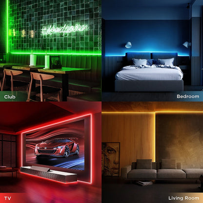 RGB Color-Changing Lighting with Music Sync and App Control for Bedroom and Living Room, LED Strip Lights