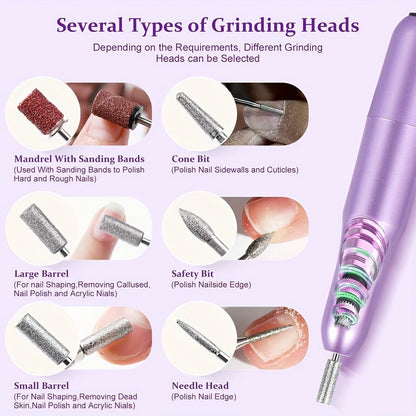 Acrylic Nail Kit with Electric Drill & UV LED Nail Lamp - Complete Professional Starter Set for Beginners with Acrylic Powder Brush Tools All-in-One Nail Extension System
