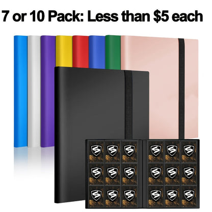Trading Card Binder 9-Pocket 7 or 10 Pack – Holds 360 Cards Each, Fits Pokemon PTCG Baseball Football Basketball K-Pop Photocards, Card Collector Album Bundle
