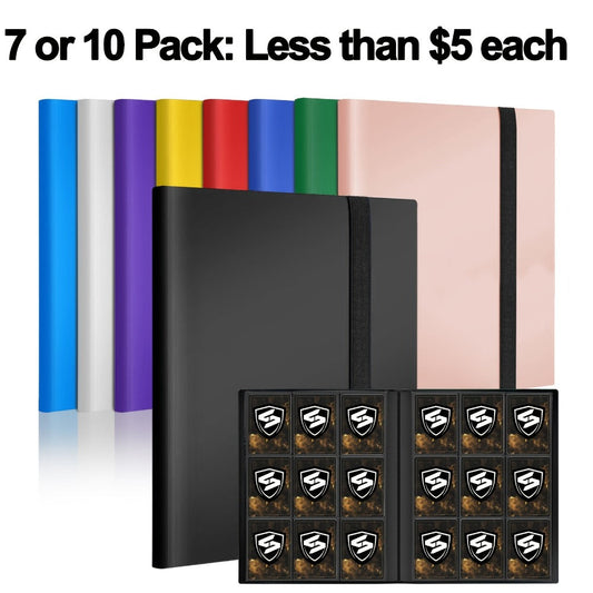 Trading Card Binder 9-Pocket 7 or 10 Pack – Holds 360 Cards Each, Fits Pokemon PTCG Baseball Football Basketball K-Pop Photocards, Card Collector Album Bundle