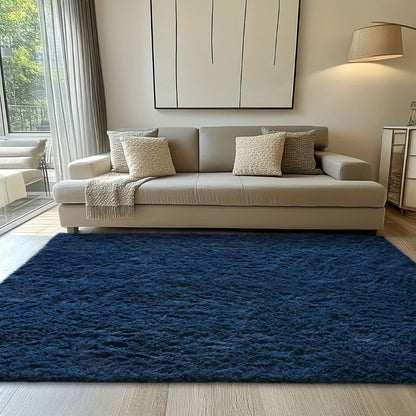 Area Rug Fluffy Faux-Fur Shag in Solid, Tie-Dye and Ombre Colors with Six Retained Room Sizes