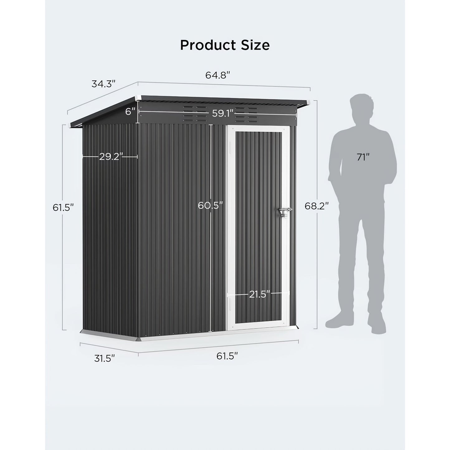 Metal Storage Shed Outdoor Garden Shed with Lockable Door – Weatherproof