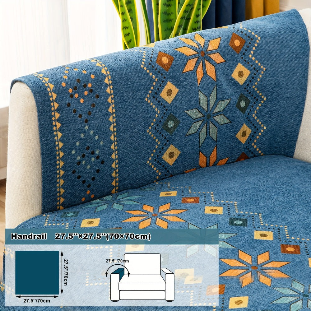 Sofa Cover Bohemian Geometric Panels for 1 to 4 Seats, Armrest or Backrest in Five Color Options