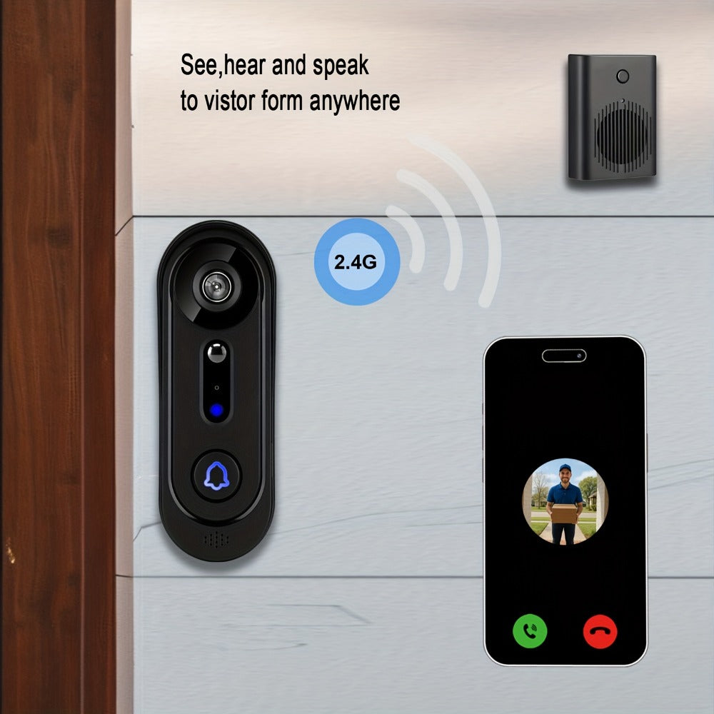 Video Doorbell 1080p Wireless Camera with 166-Degree View, Night Vision, Two-Way Audio and Indoor Chime