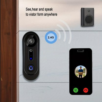 Video Doorbell 1080p Wireless Camera with 166-Degree View, Night Vision, Two-Way Audio and Indoor Chime