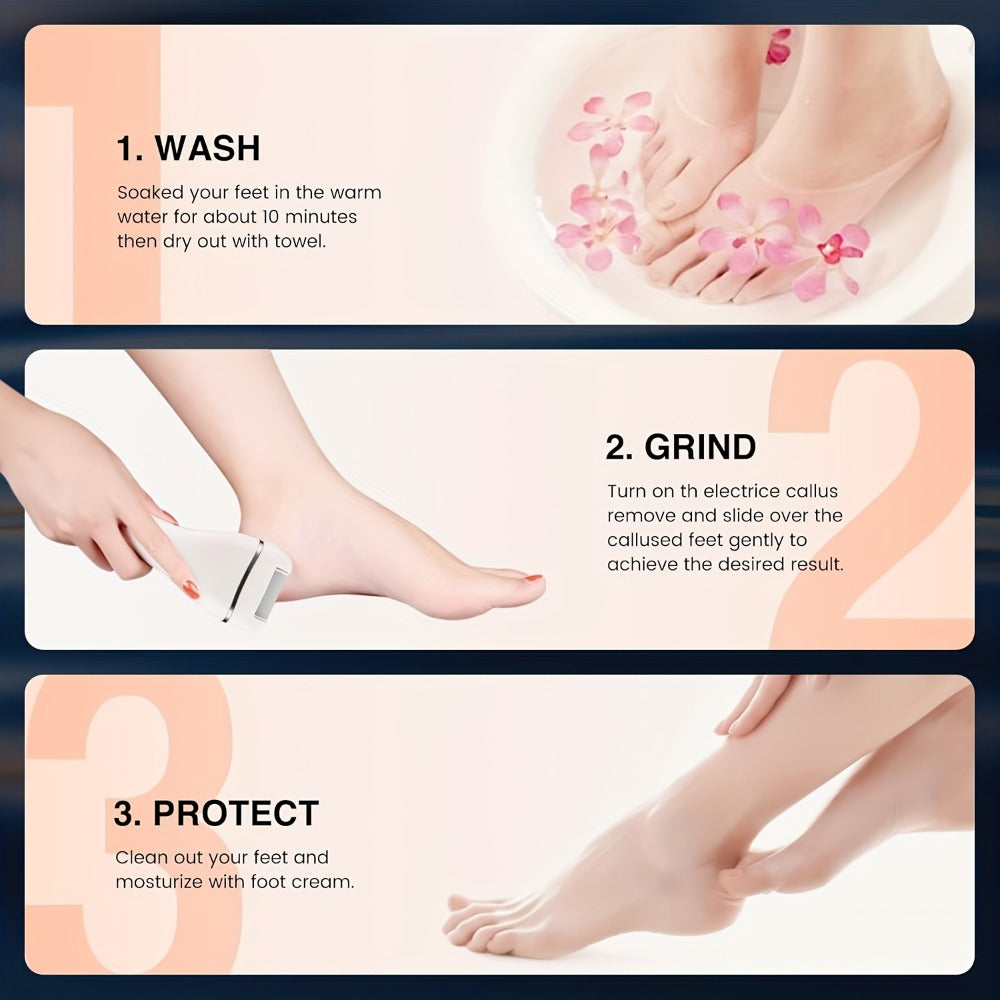 14-in-1 Rechargeable Electric Foot File Kit with Three Roller Heads and Three Color Options