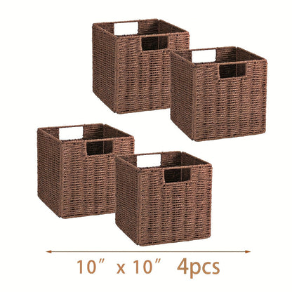 Water Hyacinth Storage Baskets with Seagrass and Paper Rope Options in 2- or 4-Pack Cube Sizes