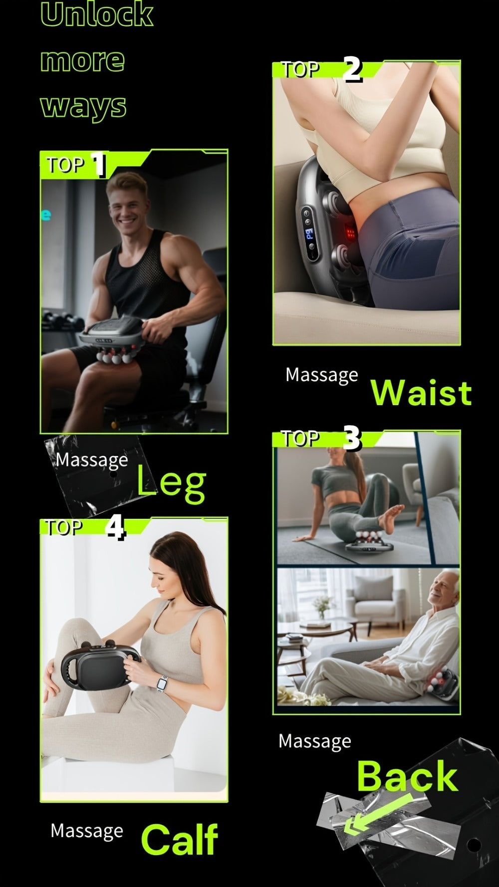 Multihead Massage Gun in Gray with 12, 16 or 22 Massage Heads, Nine Gear Positions and Nine Mode Groups