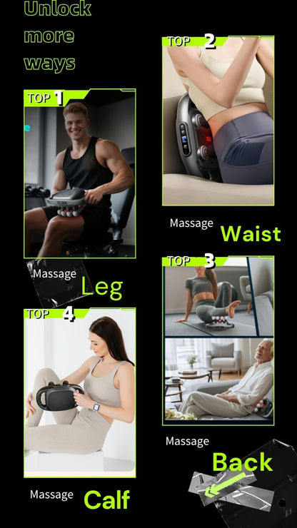 Multihead Massage Gun in Gray with 12, 16 or 22 Massage Heads, Nine Gear Positions and Nine Mode Groups