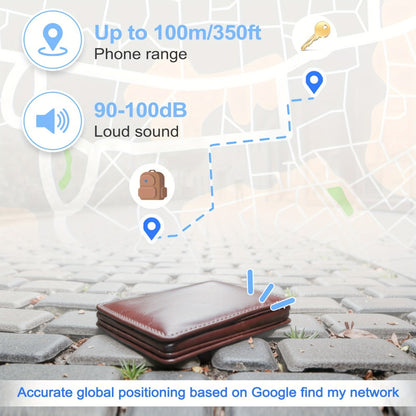 Two-Pack Round Android Find My Device Trackers with Black Key Ring Holders and Replaceable Batteries