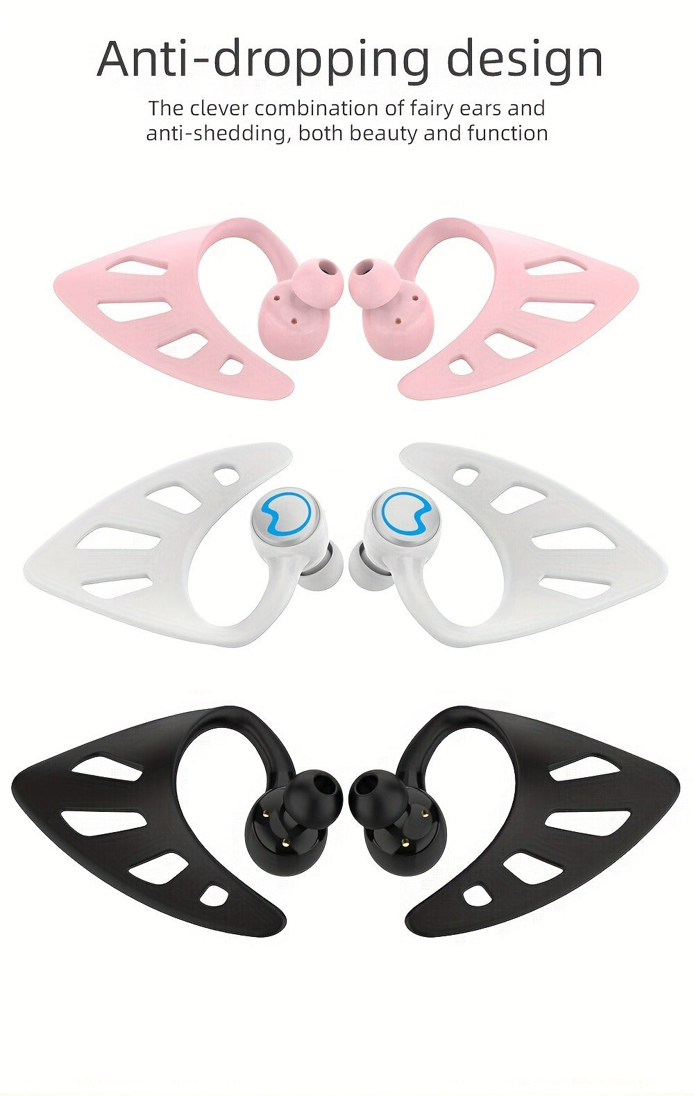 Wing-Style Ear-Hook TWS Wireless Earbuds with Oval Charging Case in Black, Green or White Options