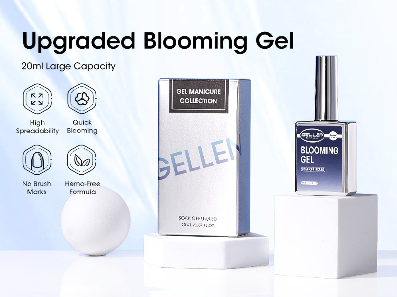 Clear Blooming Nail Art Gel Two-Bottle Set with 20ml Brush-Cap Bottles for Marble, Floral and Tie-Dye Designs