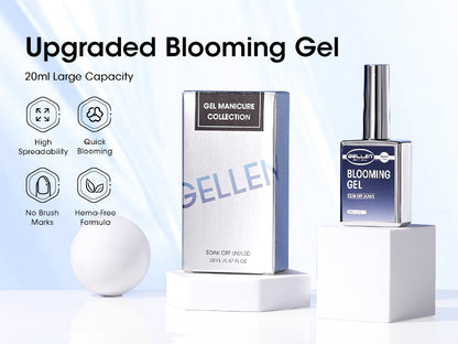 Clear Blooming Nail Art Gel Two-Bottle Set with 20ml Brush-Cap Bottles for Marble, Floral and Tie-Dye Designs