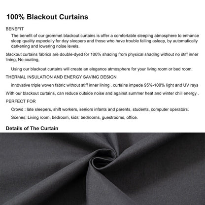 Four-Panel Grommet Blackout Curtain Set in Wine Red, Black or Gray with Six Sizes from 37 x 54 to 52 x 108 Inches