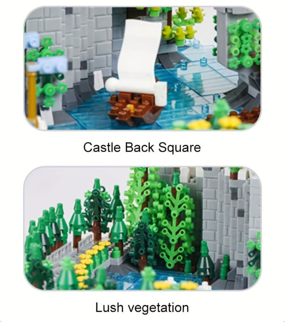 Fairytale Princess Castle Micro Building Block Set with 3,600 Pieces, 26 cm Display Base for Ages 14+