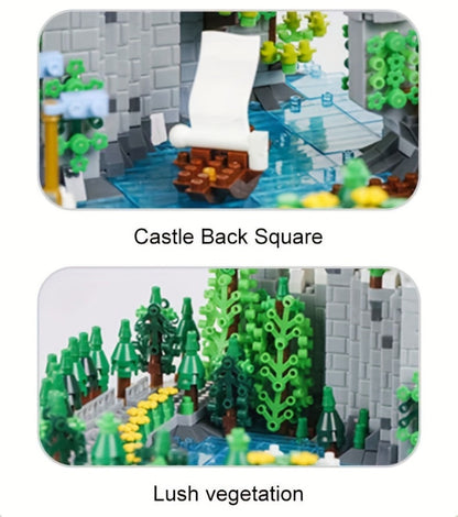 Fairytale Princess Castle Micro Building Block Set with 3,600 Pieces, 26 cm Display Base for Ages 14+