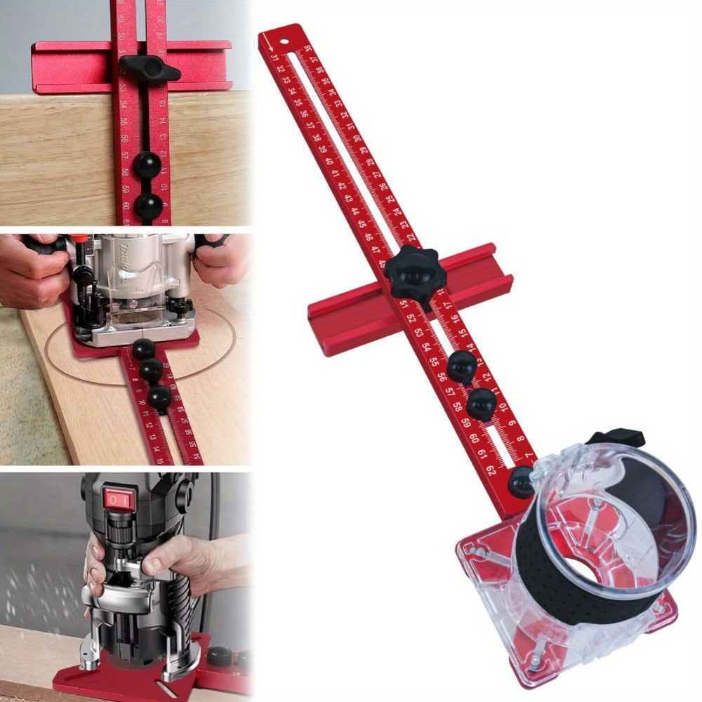 Four-in-One Aluminum Router Circle Cutting Jig in Metric with Base or Inch Configuration without Base