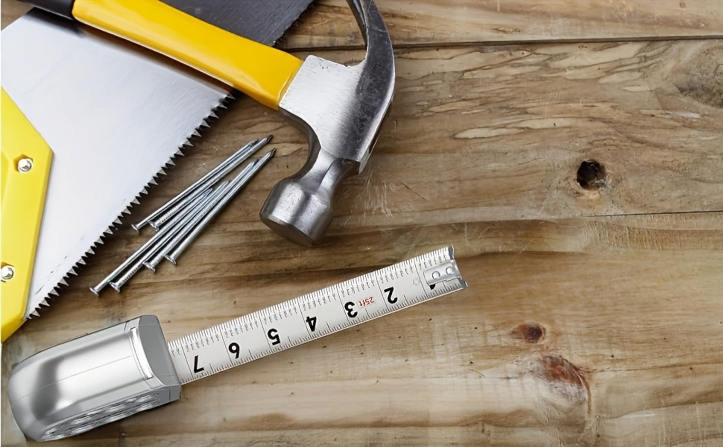 25-Foot Stainless Steel Measuring Tape with Self-Locking Blade, Magnetic Bottom and Hollow Silver ABS Housing