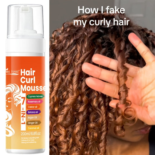 Curl Defining Hair Foam Mousse 200ml Moisturizing Smoothing Styling for Natural Fluffy Elastic Curls | Frizz Control for Wavy Coily Hair | Men & Women 6.76oz