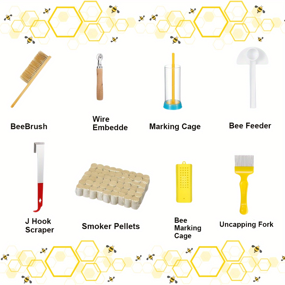 12-Piece Beekeeping Starter Kit with Veil, Gloves, Bee Smoker, Brush, Frame Grip and Hive Tools