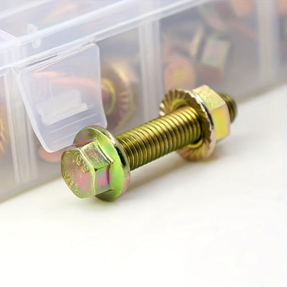 Metric Flange Bolt and Nut Assortment, 240-Piece M5, M6 and M8 Hex Fastener Kit in Compartment Case