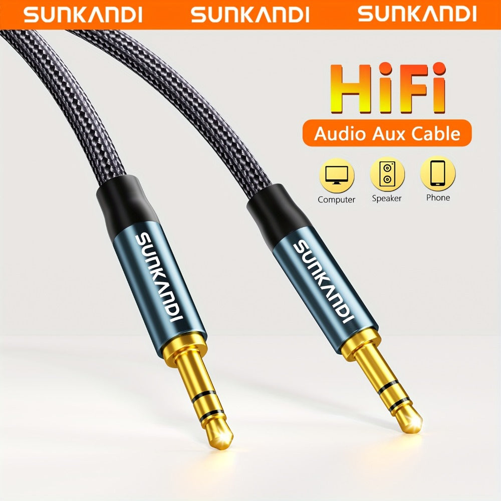 3.5mm Male to Male AUX Audio Cable, Durable Tangle-Free Stereo Cord for Car, Headphones, Speakers