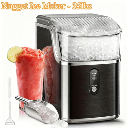 Countertop Ice Maker with 26 lb Bullet or 35 lb Nugget Ice Options, Basket, Scoop and Four Colors