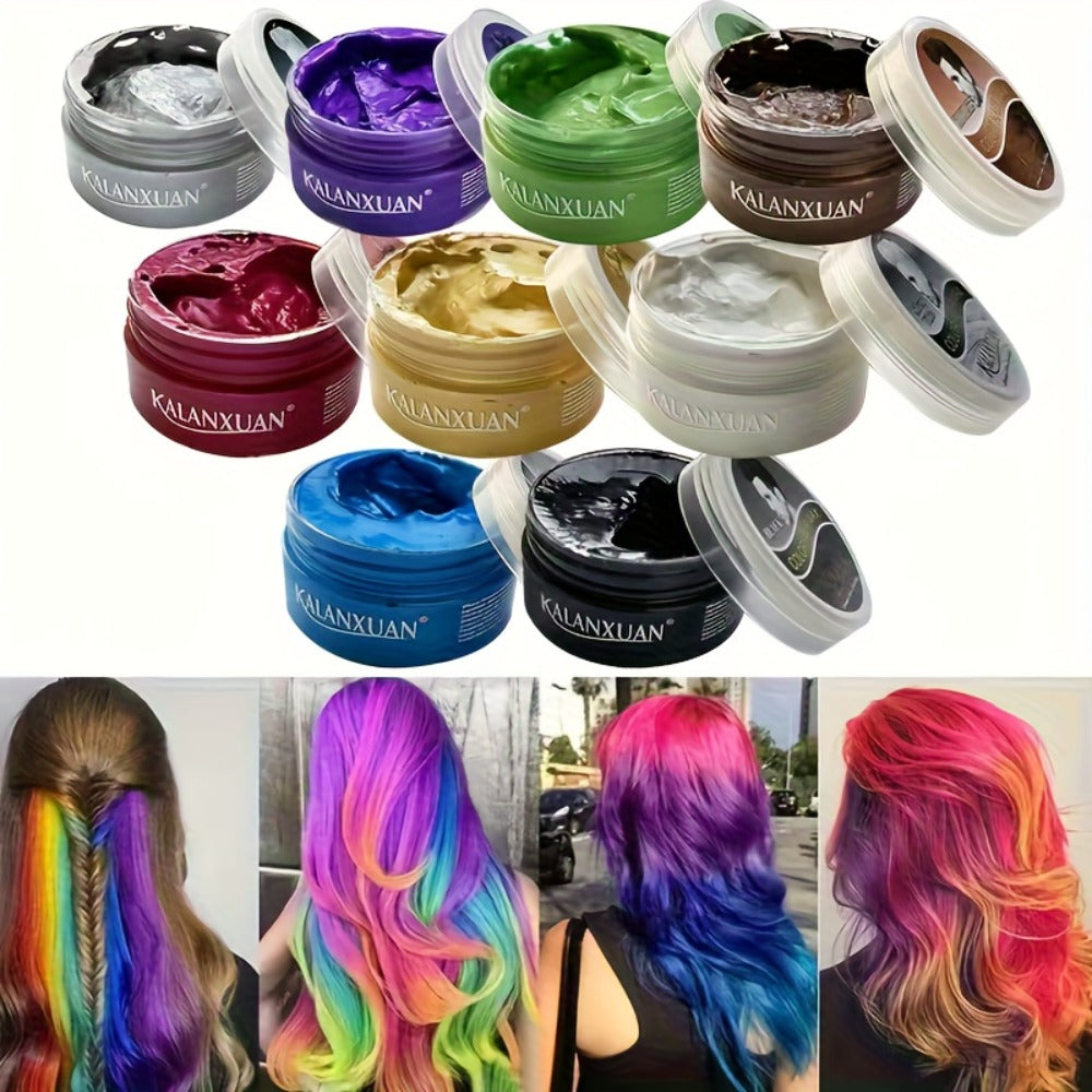 Temporary Hair Color Styling Wax in Nine Shades for Parties, Festivals, Halloween and Cosplay