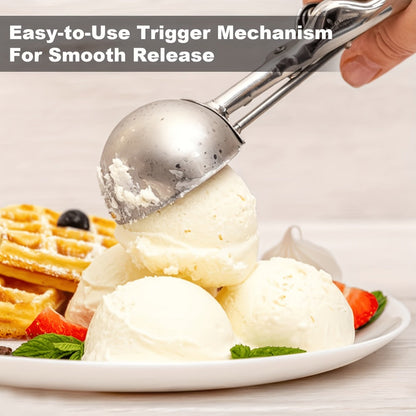 Three-Piece Trigger Scoop Set with Small, Medium and Large Bowls for Ice Cream, Cookie Dough and Fruit