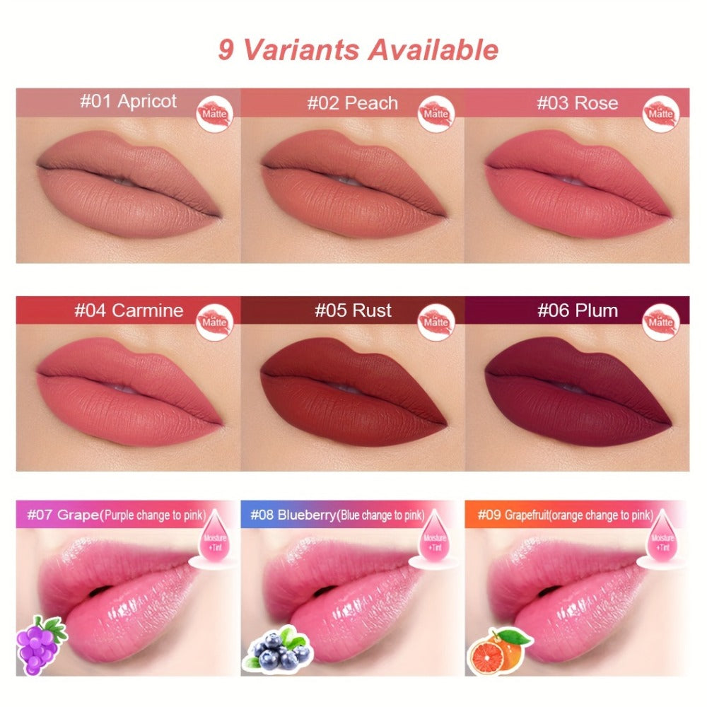 Color Changing Lipstick Set 6pcs Matte pH Reactive Lip-Shaped with Jasmine Scent - Non-Fade Long-Lasting Velvety Formula, Multi-Shade Lip Makeup Gift Set for Women & Girls