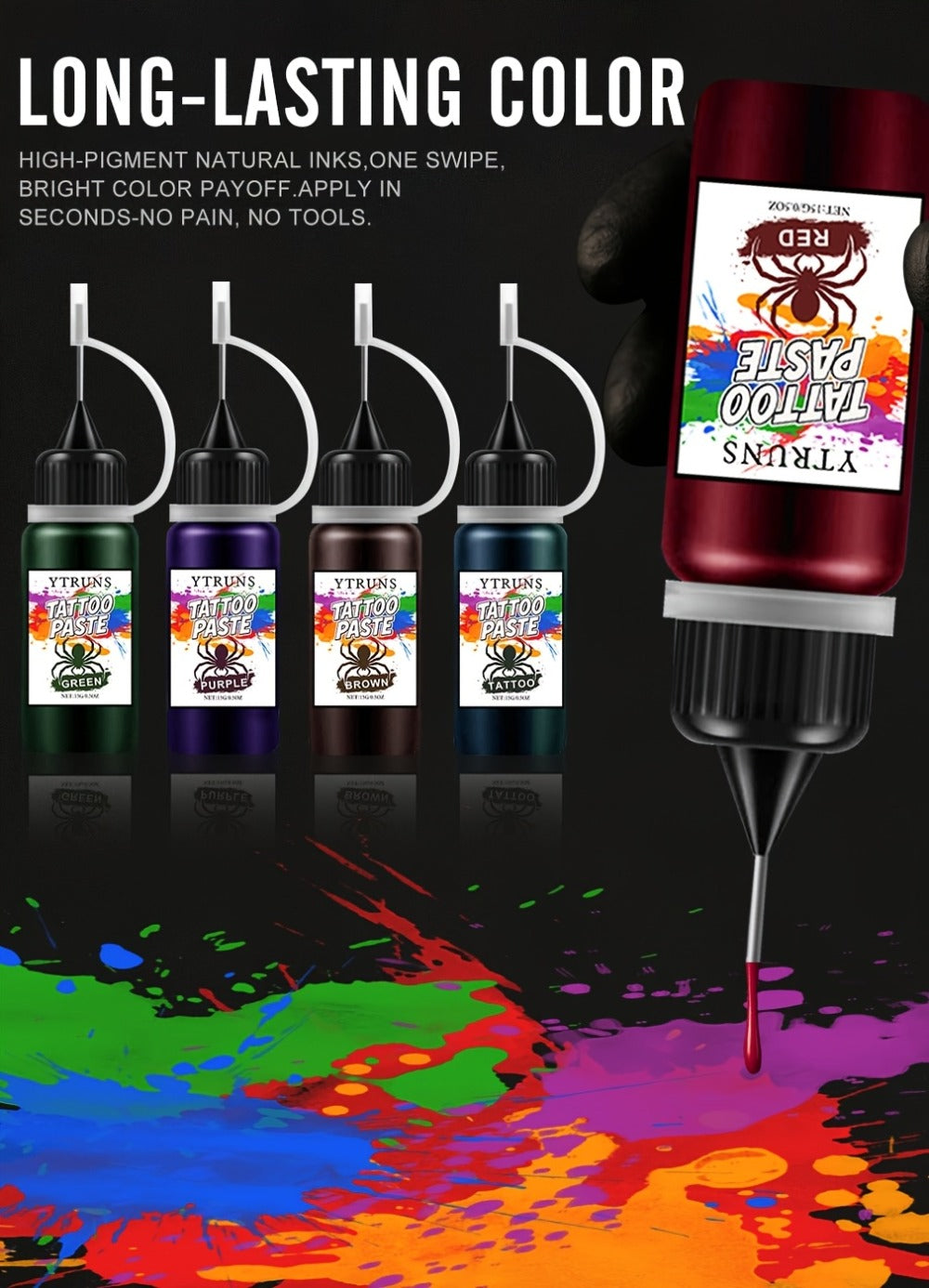 Liquid Body Paint Temporary Tattoo Ink — 7 Vibrant Colors, Fast-Drying Waterproof Formula, Plant-Based Squalane, Skin-Safe for Festivals, Parties, Halloween, Cosplay & Body Art