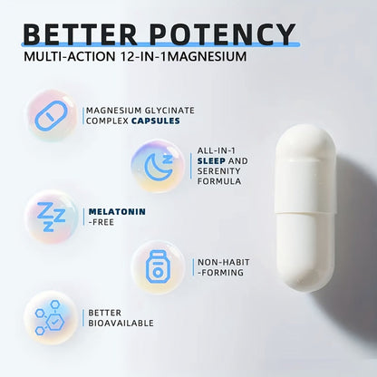 Dietary Supplement Magnesium 7-in-1 Complex with Glycinate, Malate and Taurate, 1000mg per Serving