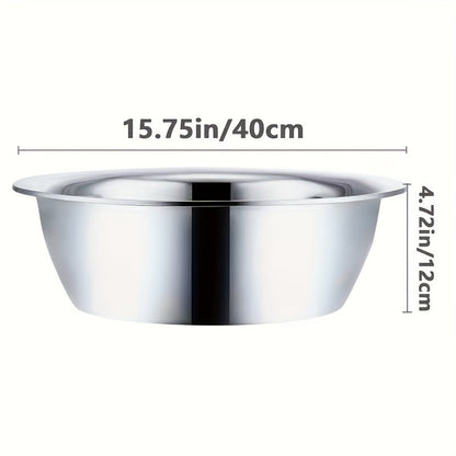 Extra-Large 40 cm Mixing Bowl with 12 cm Depth and Two Preserved Checkout Labels for Kitchen Prep