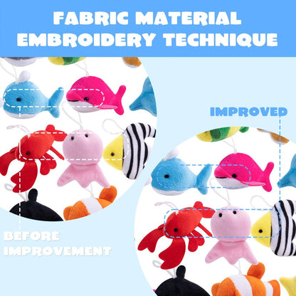 Twenty-Four Mini Sea-Animal Plush Keychains in Assorted Fish, Shark, Whale and Crab Designs