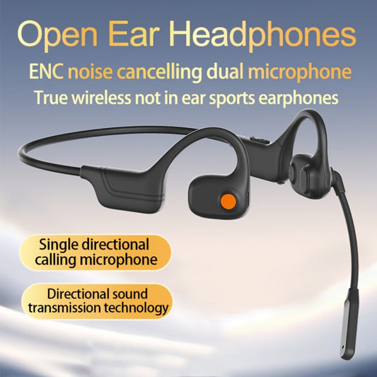 Open-Air Conduction Wireless Business Earphones Dual ENC Noise Canceling Microphones 10H Playtime for Calls Work Driving Online Meetings Outdoor Cycling Cream Black