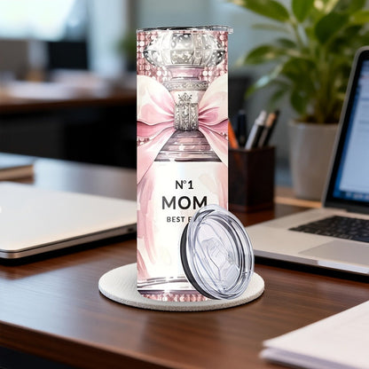 Insulated Tumbler 20oz Mom's Best Ever Graphic in Pink 304 Stainless Steel with Lid and Straw