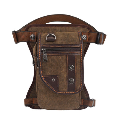 Sling Bag Vintage Brown Canvas Design with Adjustable Strap for Chest, Waist, Shoulder or Leg Carry