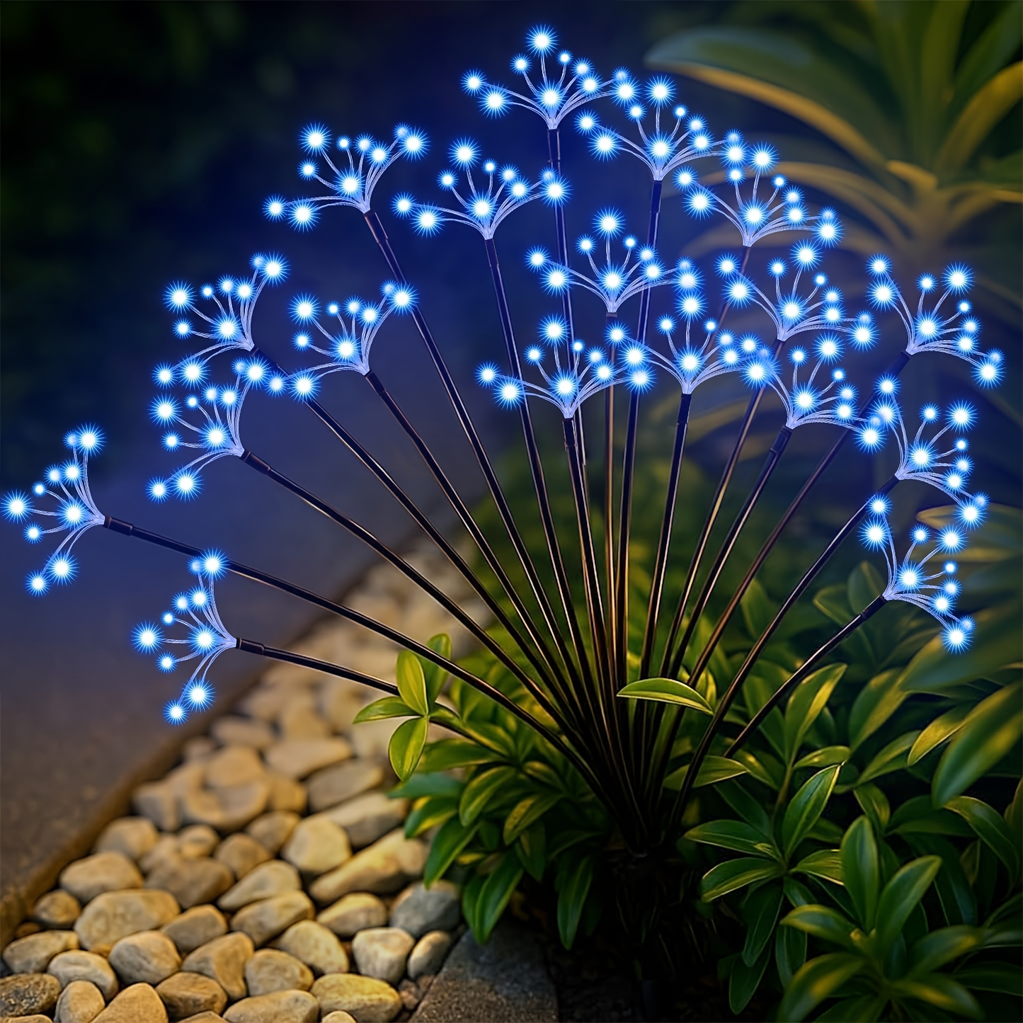 Solar Garden Lights Outdoor 4 Pack Twinkling Swaying Firework LED Stake Lights 2 Modes – Decorative Solar Path Lights for Yard Patio Flowerbed Camping Christmas Party Decor